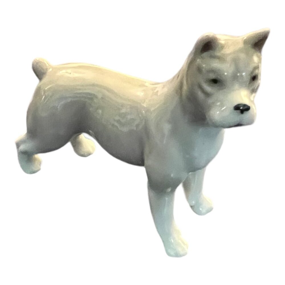 Vintage Porcelain Bulldog Boxer Figurine Collectible Ceramic Statue 3" T,  Japan